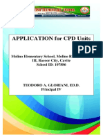 Application For CPD Units: Molino Elementary School, Molino Road, Molino III, Bacoor City, Cavite School ID: 107886