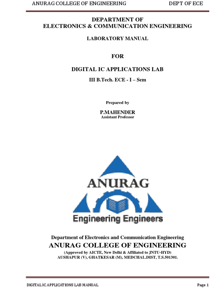 Dica Lab Manual PDF Download Free PDF Logic Gate Digital Electronics