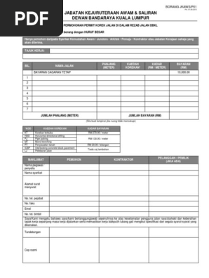L21 Borang Permohonan Permit Korek Jalan Pdf