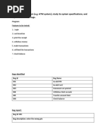 Aim: Take Any System (E.g. ATM System), Study Its System Specifications, and Report The Various Bugs