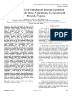 Assessment of Job Satisfacton Among Extension Workers in Ondo State Agricultural Development Project, Nigeria