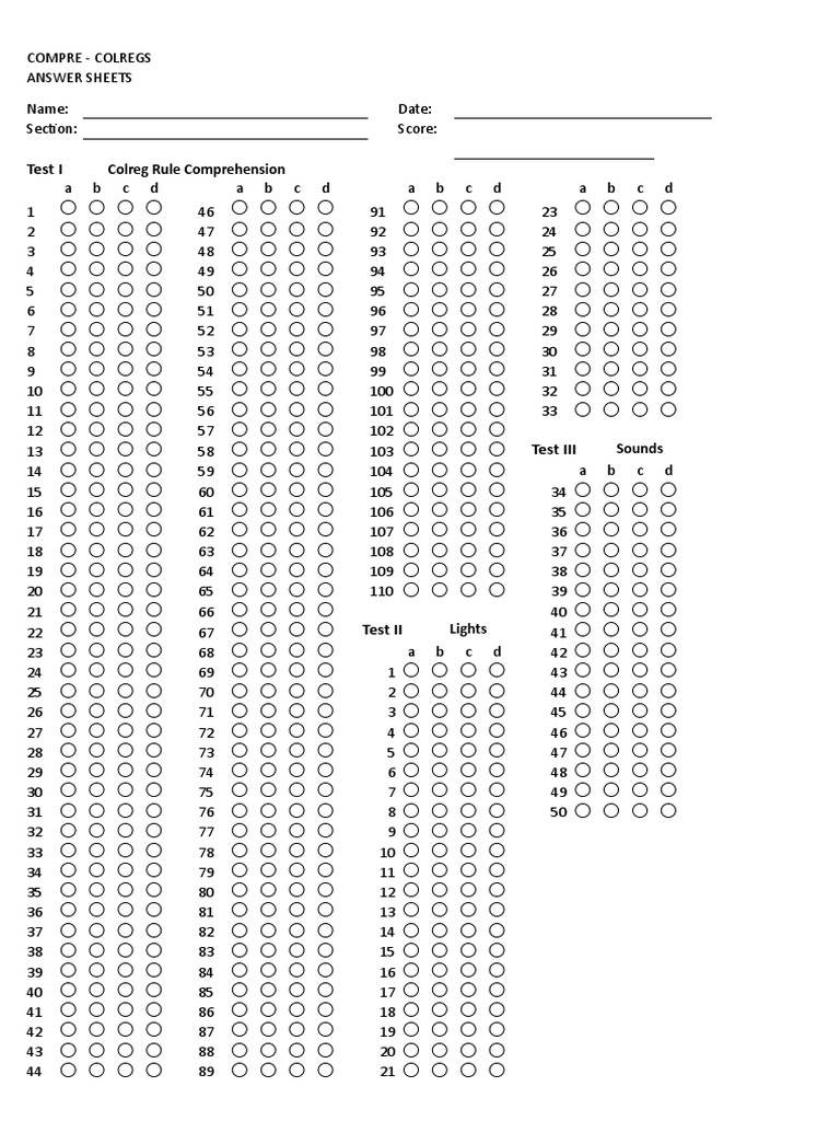 Test I: Colreg Rule Comprehension | Download Free PDF | Data Collection ...