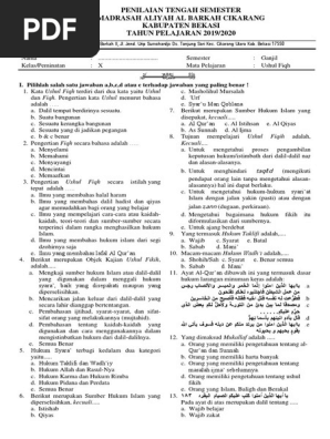 Soal Pts Dan Jawaban Ushul Fikih Kelas X Xi Dan Xii Fix Pdf