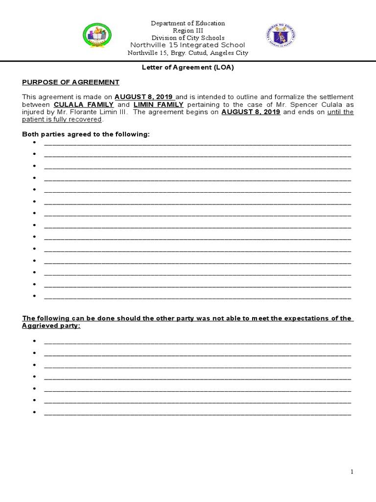Letter of Agreement Template PDF