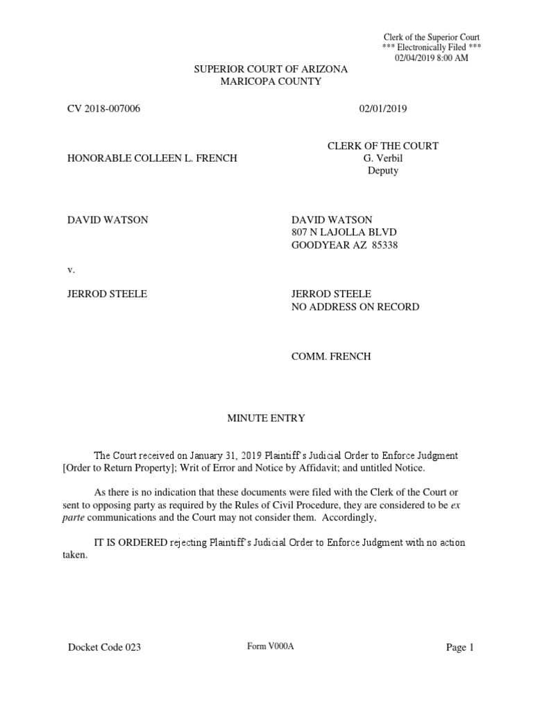 Court Rejects Judicial Order in CV 2018-007006 | PDF