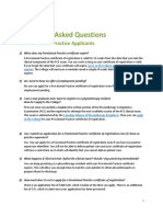 Frequently Asked Questions: For Provisional Practice Applicants
