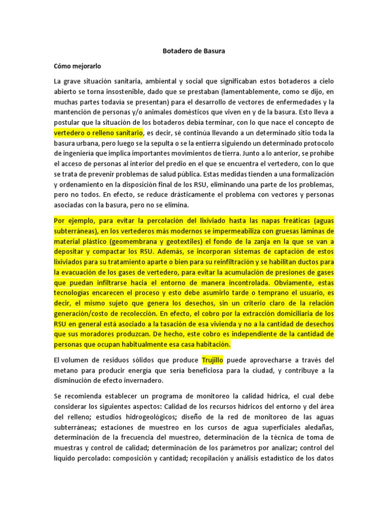 Botadero de Basura | PDF | Vertedero | Residuos
