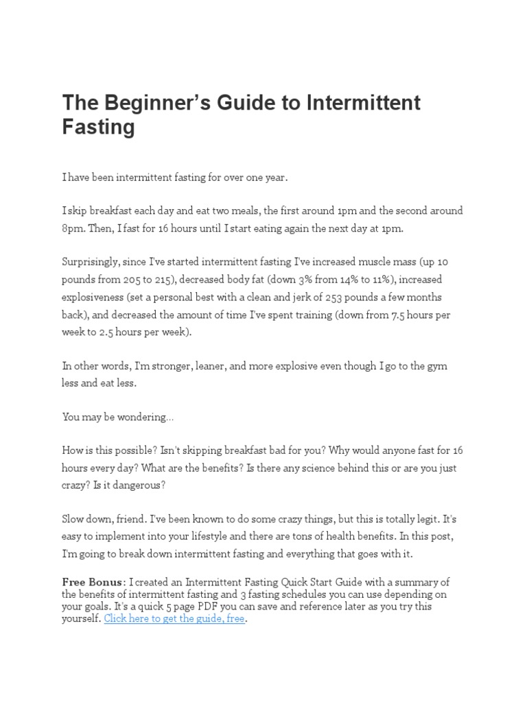 The Beginner's Guide To Intermittent Fasting | PDF | Fasting ...