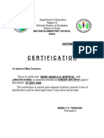 Certification: Matain Elementary School Subic