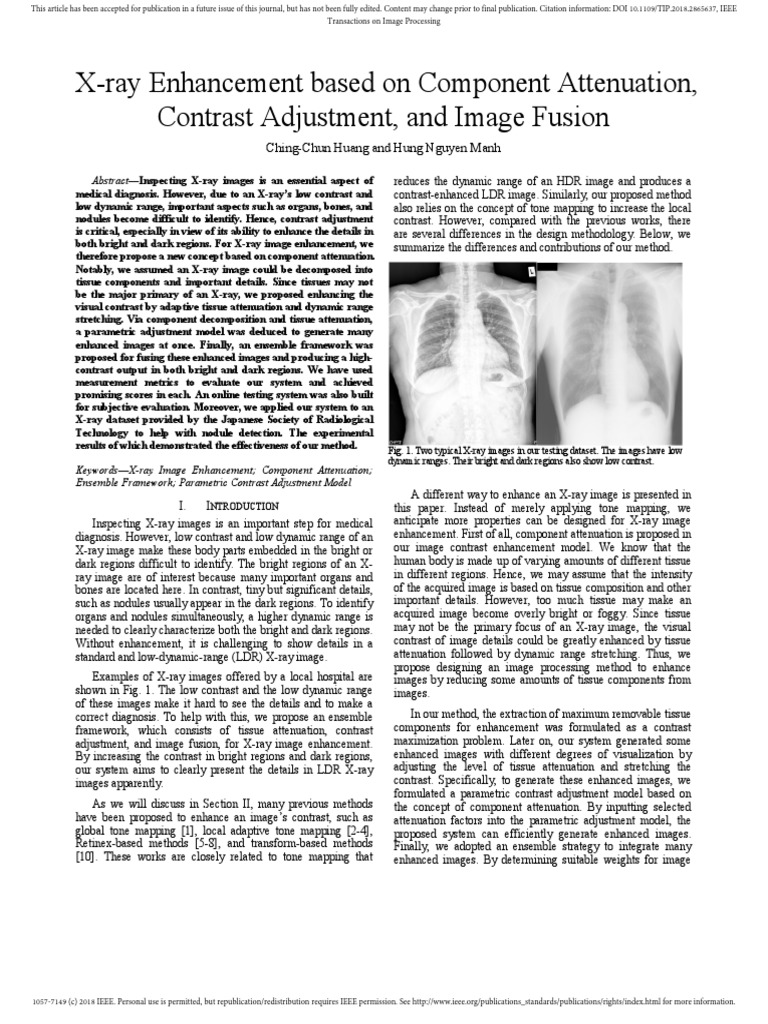Xray Image Enhancement PDF X Ray Contrast (Vision)