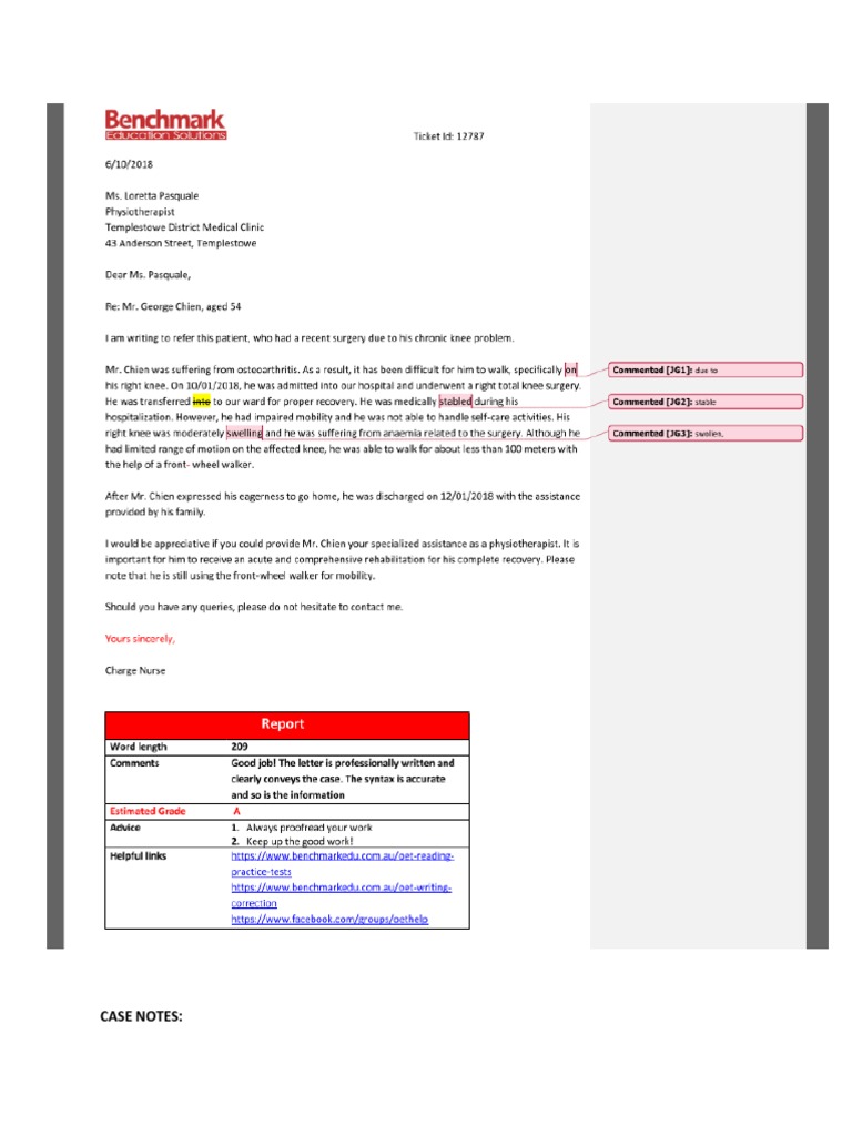 Case Note 1 Pdf Physical Therapy Hospital