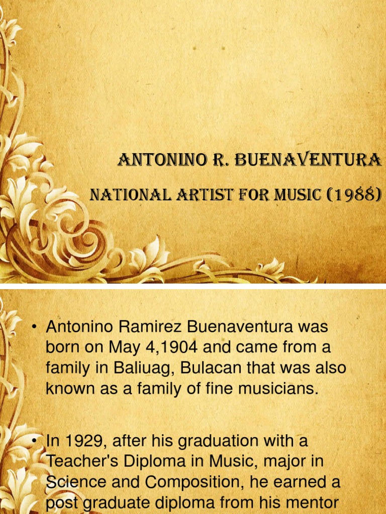 Antonino R. Buenaventura: Composer Profile | PDF | Art | History