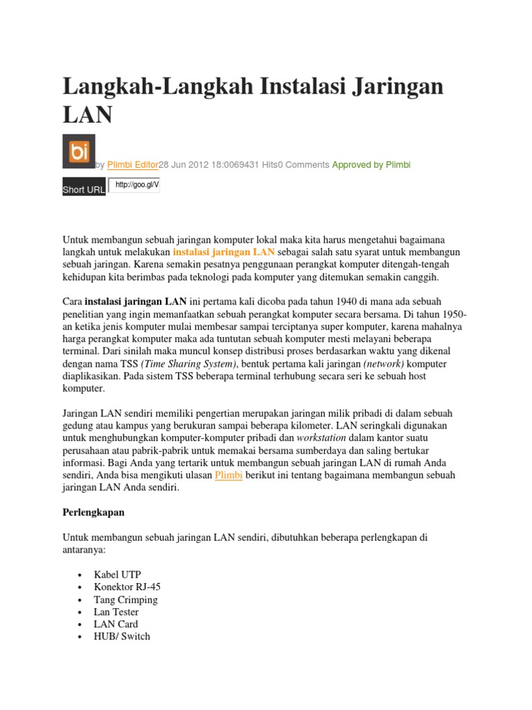 Panduan Instalasi Jaringan LAN Lengkap | PDF | Komputer