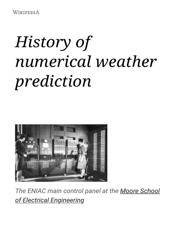 History of Numerical Weather Prediction PDF Numerical Weather