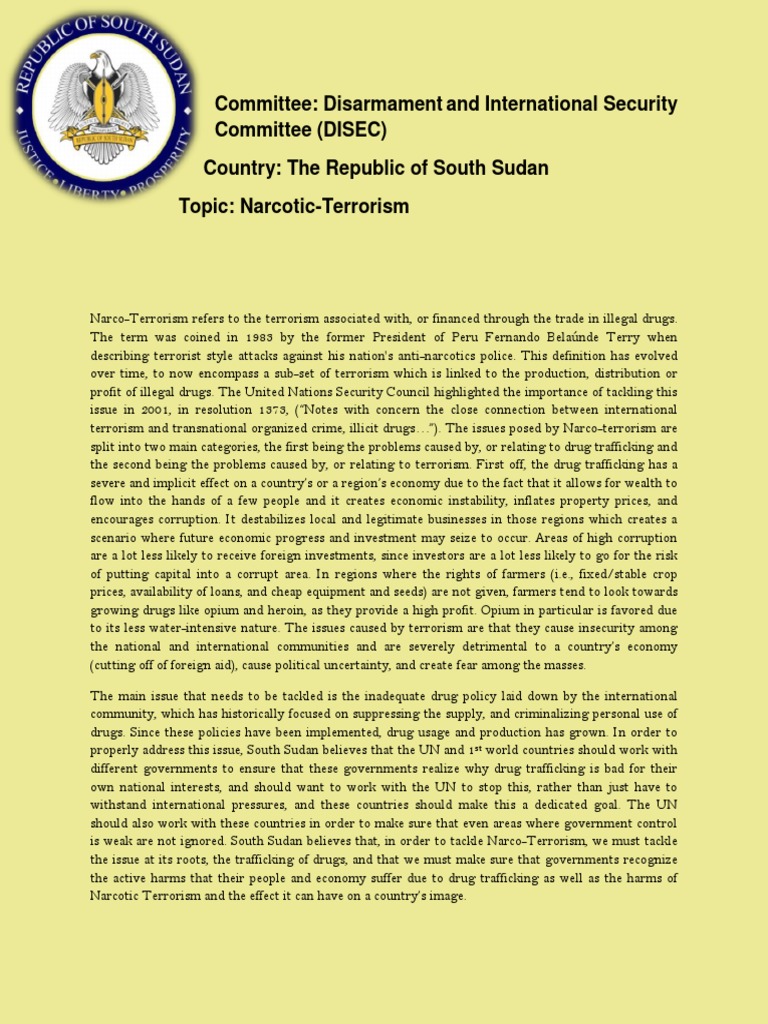 Sample MUN Position Paper | Illegal Drug Trade | Opium | Free 30-day Trial | Scribd