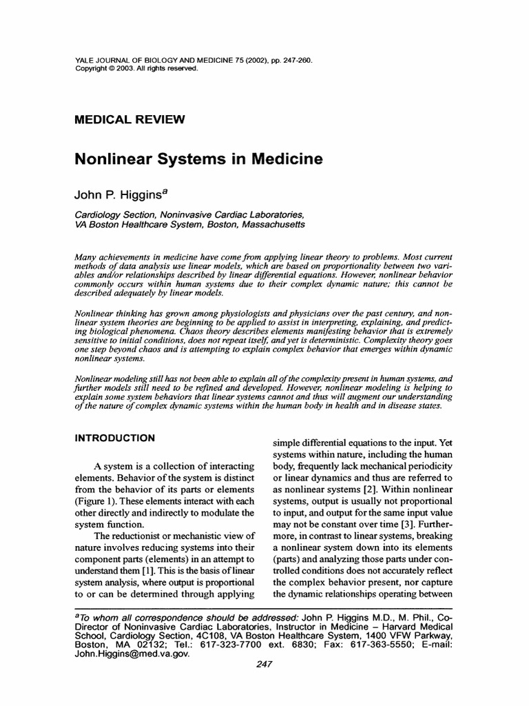 Non-Linear Systems in Medicine PDF | PDF | Chaos Theory | Nonlinear System
