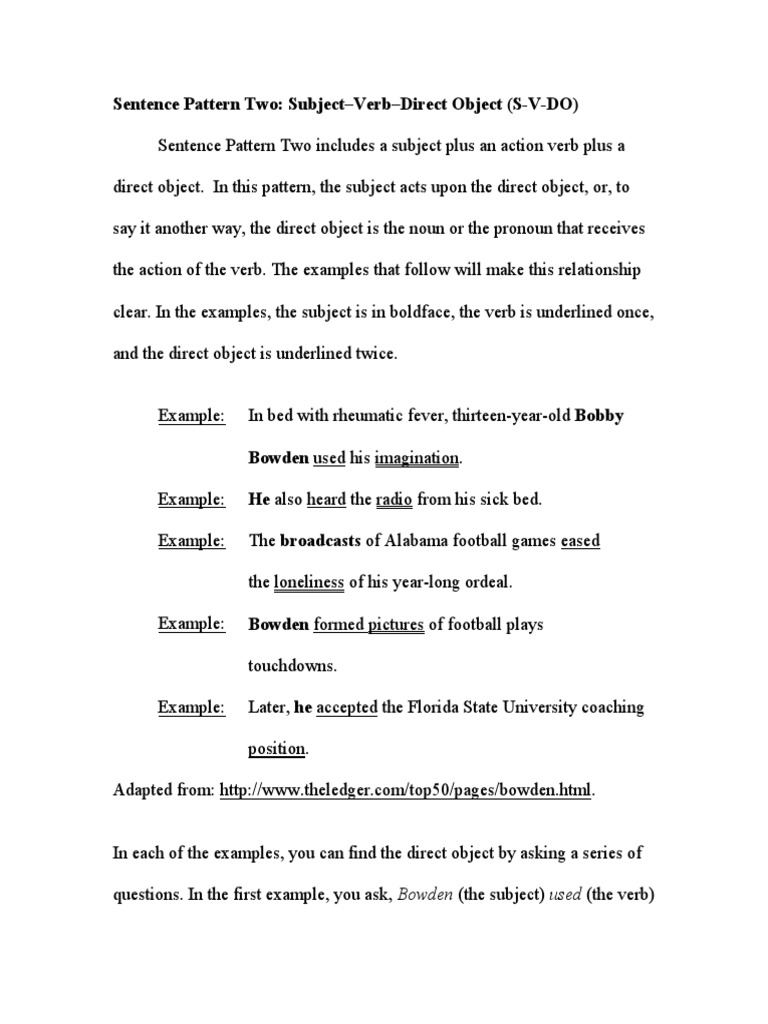 S-V-DO Sentence Structure Explained | PDF