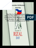 December 30 (Monday) : Rizal Day