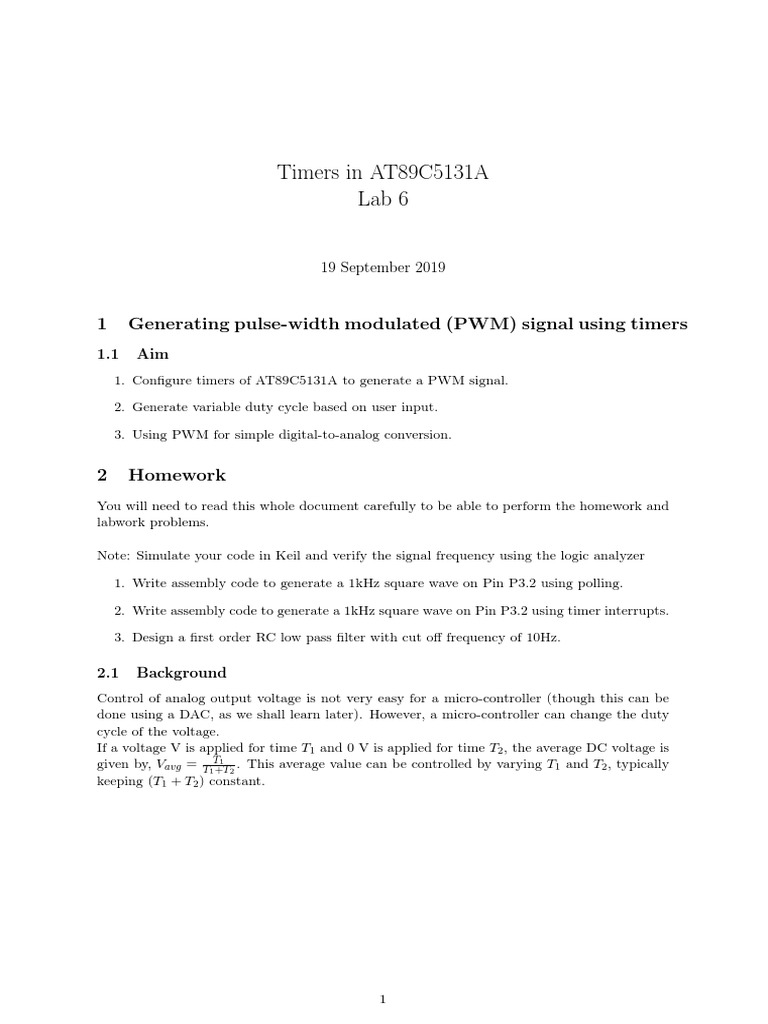 PWM Signal Generation with AT89C5131A Timers | PDF | Computer Hardware ...