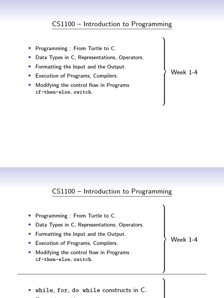 CS1100 - Introduction To Programming | PDF | Control Flow | Programming ...