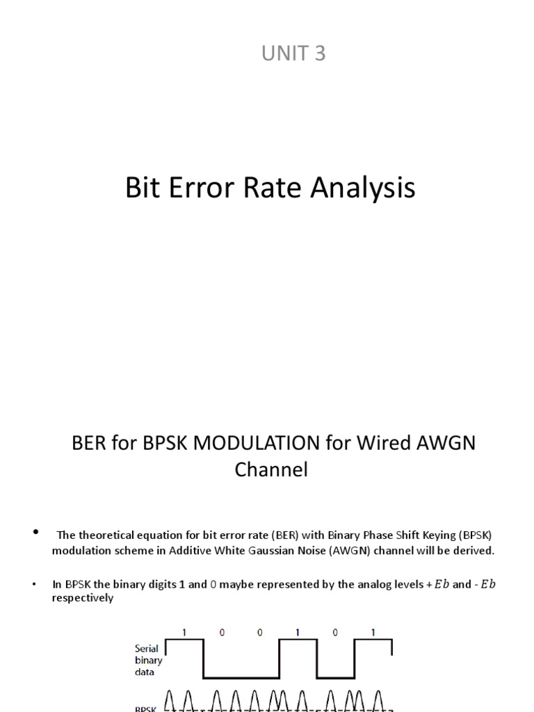 Bit Error Rate Analysis: Unit 3 | PDF | Signal To Noise Ratio ...