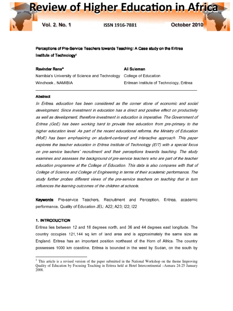 Perceptions of Pre-Service Teachers Towards Teaching: A Case Study of ...