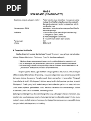 Bab I Seni Grafis Graphic Arts Memahami Sejarah Perkembangan Seni Grafis Mahasiswa Dapat Mendikripsikan Tentang