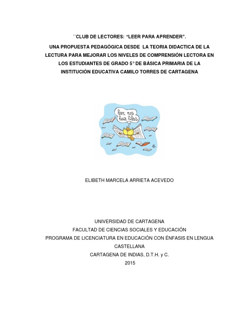 Mejora de Comprensión Lectora en 5° | PDF | Educación primaria | Plan ...