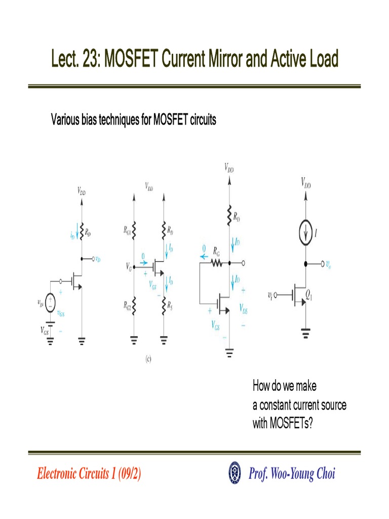 Lect. 23 MOSFET Current Source and Active Load PDF PDF Electronics Electronic Engineering