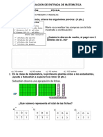 Evaluación de Entrada de Matemática 4°