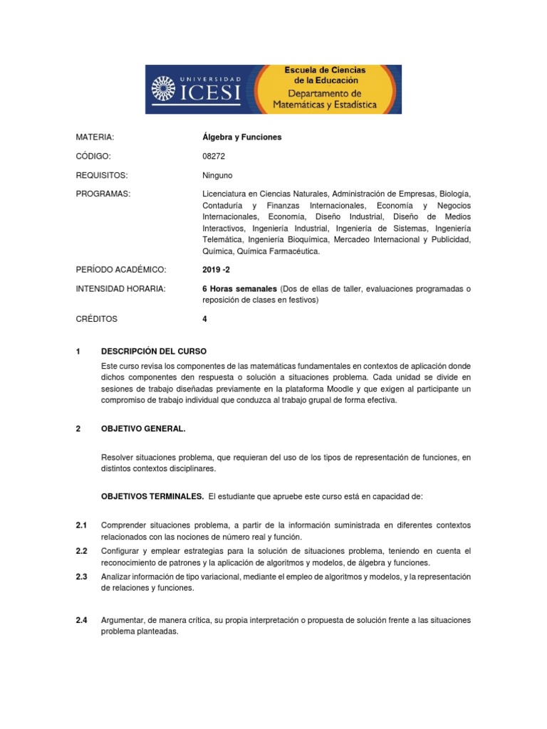 Icesi Materias | PDF | Evaluación | Ecuaciones