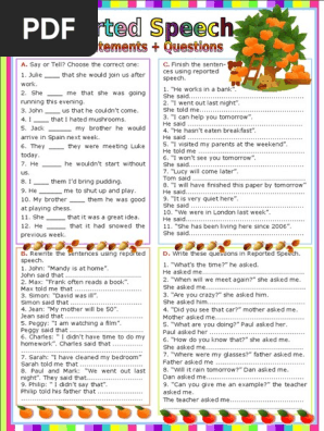 Reported Speech Tests Warmers Coolers