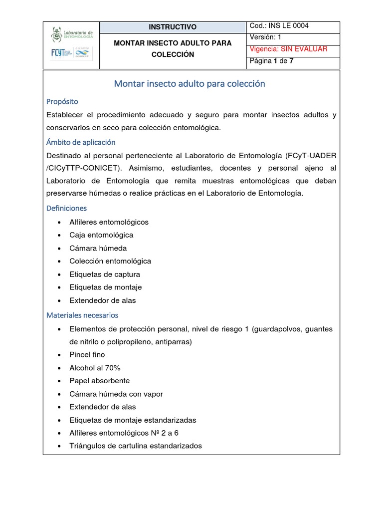 Montaje de Insectos para Colección | PDF | Insectos | Agua