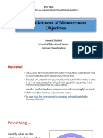 Establishment of Measurement Objectives: PGT 202E Basic Educational Measurement and Evaluation