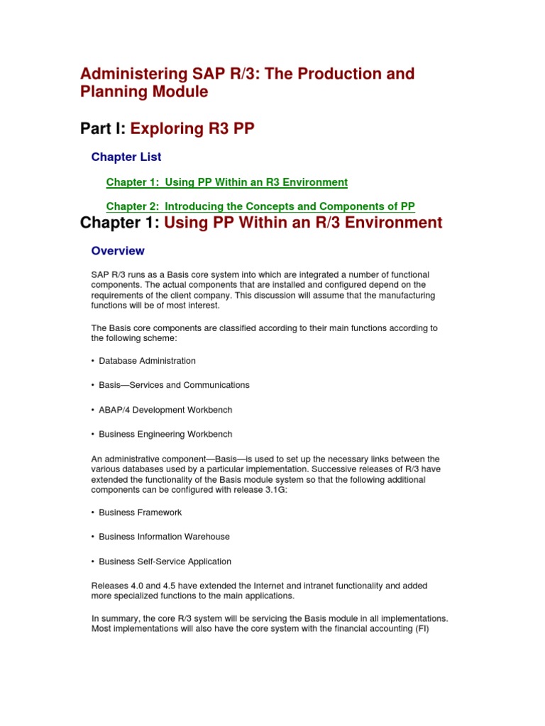 Administering SAP R3 - Production & Planning Module | PDF | Abstraction ...
