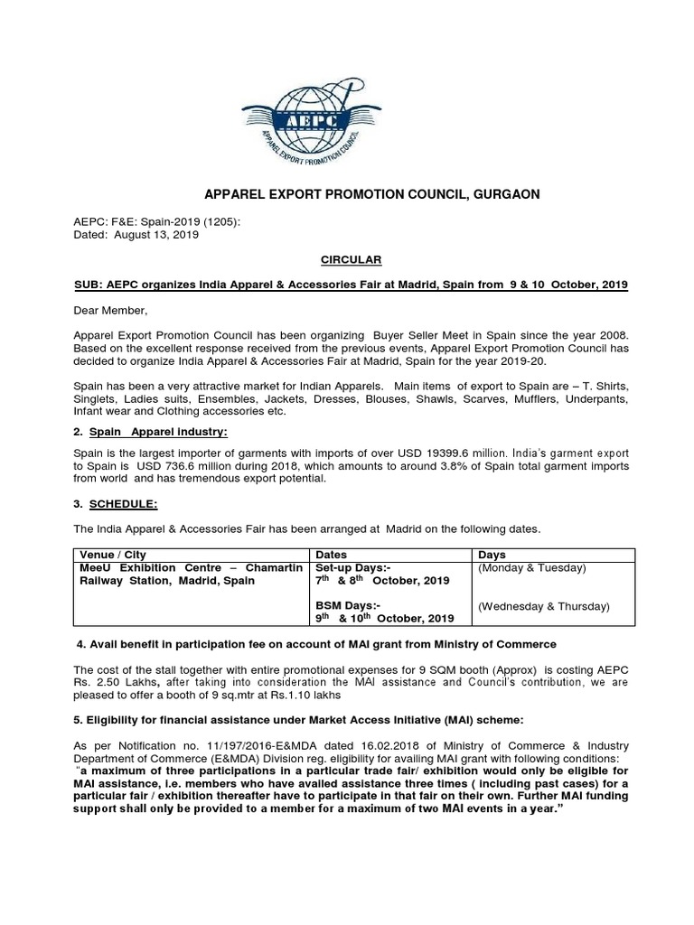 Apparel Export Promotion Council, Gurgaon TH TH PDF Clothing
