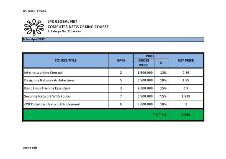 LPK Global Net: Computer Networking Course | PDF