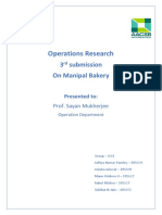 Operations Research: 3 Submission On Manipal Bakery