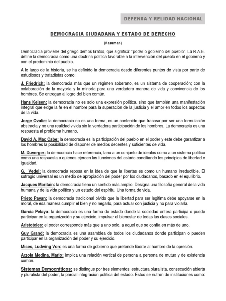 Democracia Ciudadana y Estado de Derecho - Trabajo | PDF | Democracia ...