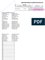 Learners' Names: Input Data Sheet For SHS E-Class Record