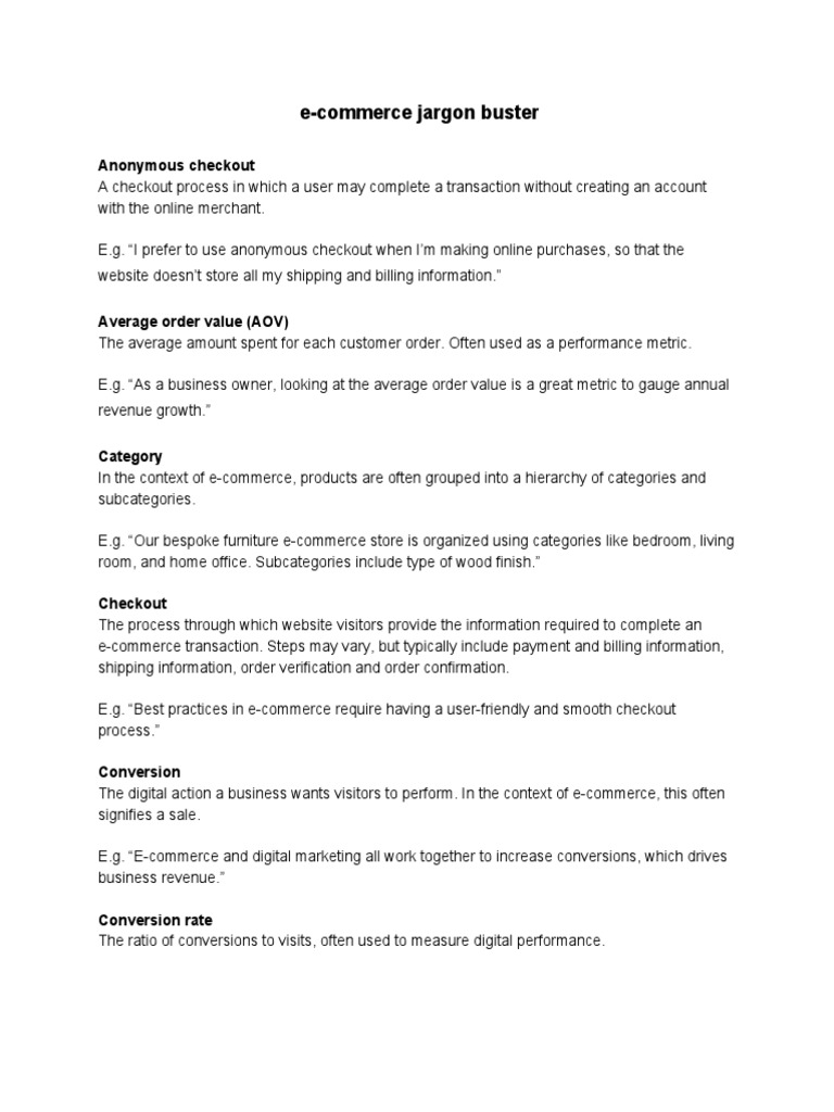 E-commerce Jargon Glossary | PDF | Transport Layer Security | Retail