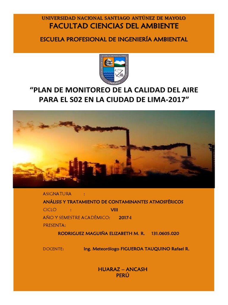 Plan de Monitoreo de La Calidad Del Aire PDF | PDF | La contaminación ...