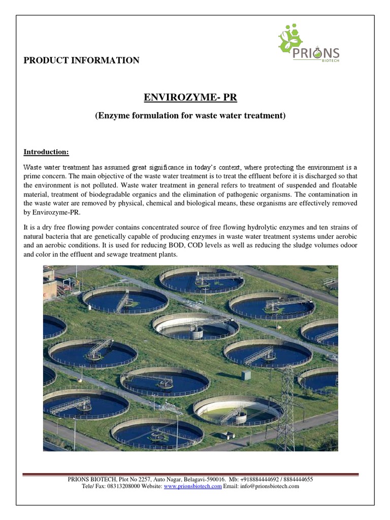 Waste Water Treatment Enzymes Organic Envirozyme PR PDF Sewage Treatment Water Treatment