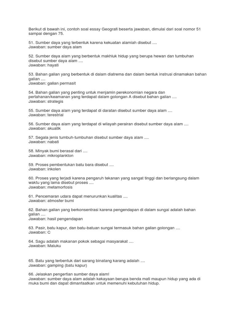 Soal Sumber Daya Alam Xi Docx