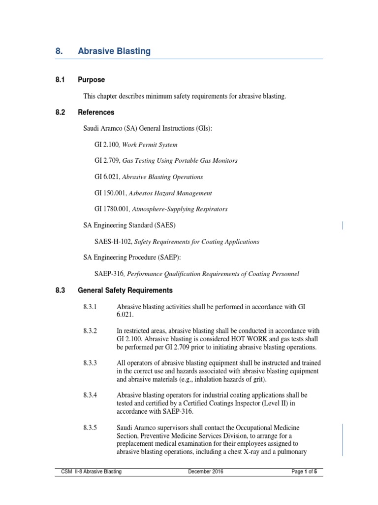 Abrasive Blasting Safety Requirements | PDF | Personal Protective ...