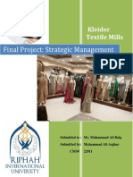 Final Project: Strategic Management: Kleider Textile Mills