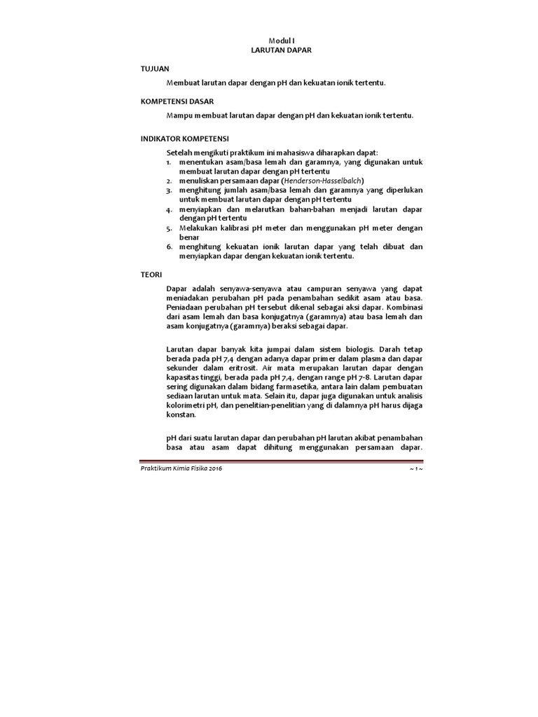 Pembuatan Larutan Dapar dalam Praktikum | PDF