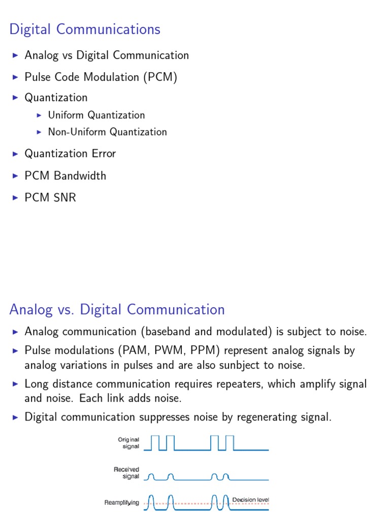 Digital Communications Analog Vs Digital Communication Pulse Code