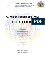 Work Immersion Portfolio: Schools Division of Imus City