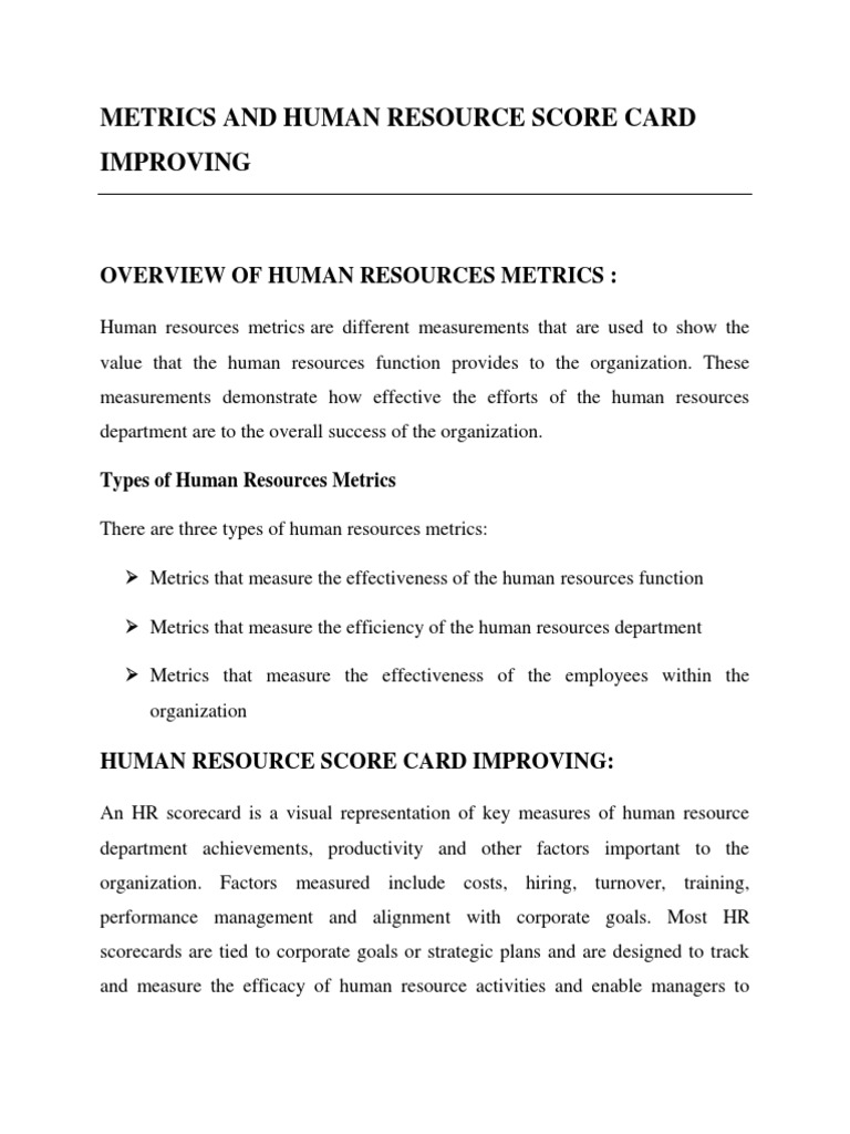 HR Metrics and Scorecard Overview | PDF | Turnover (Employment) | Human ...